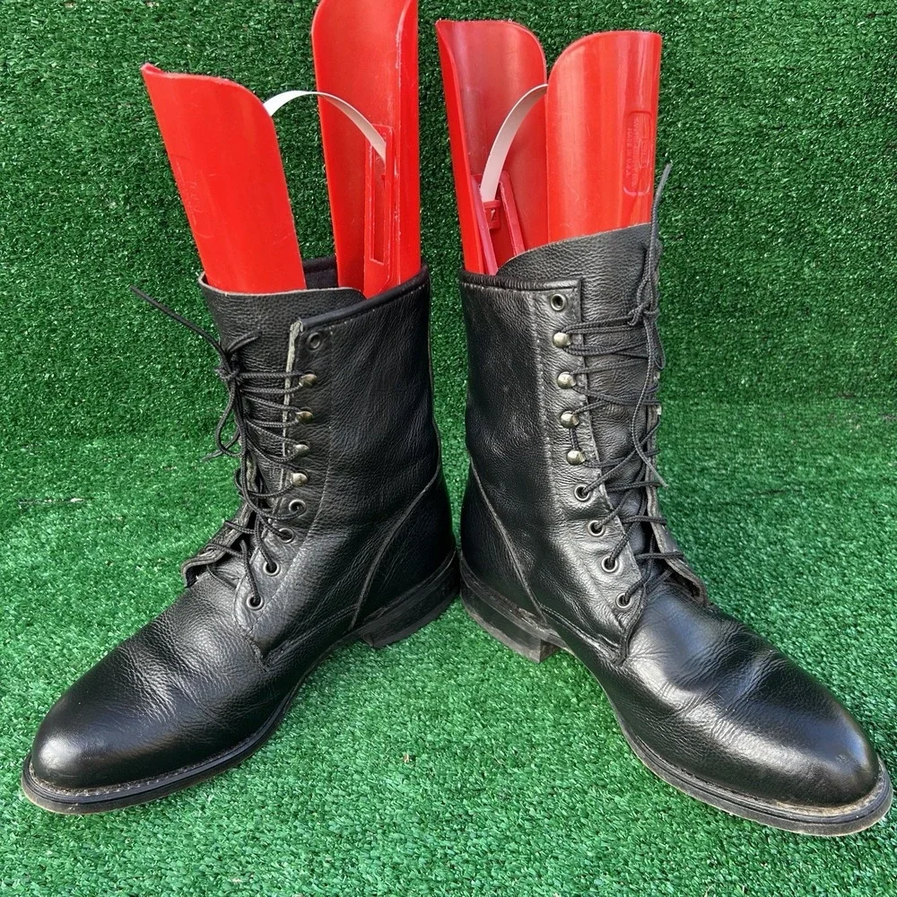 Vintage Durango Leather Lace Up Combat Work Boots DB250 Black Mens 9.5D USA Made